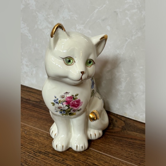 Formalities Baum Brothers Summer Flowers Collection 7.5” Porcelain Cat Figurine - Picture 4 of 8
